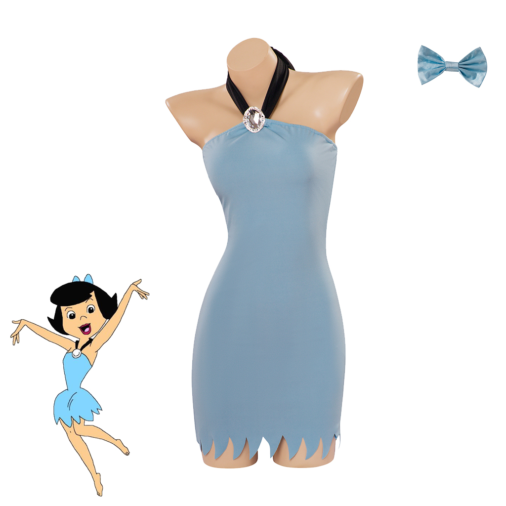 Maxi Dress Halter - Betty Rubble Cosplay Costume Halter Neck