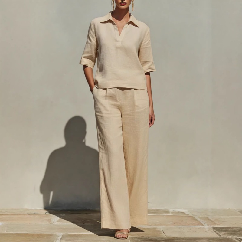 Women Minimalist Vacation Two  - Linen Pant Wide 评论和价格