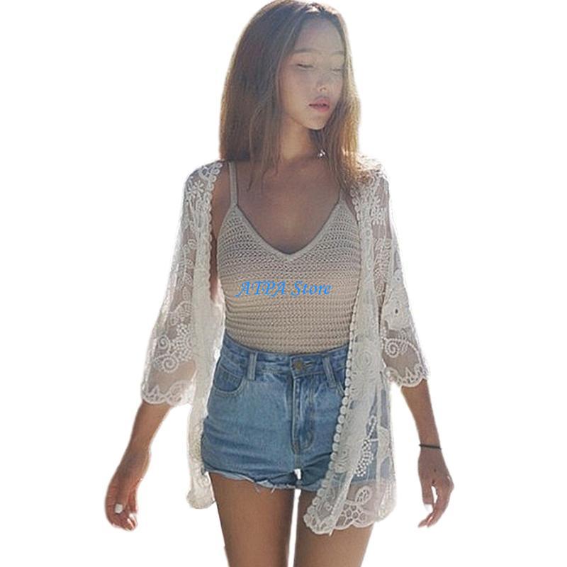 U13C Women Summer Lace Open Fr - Kimono Sheer Floral 评论和价格