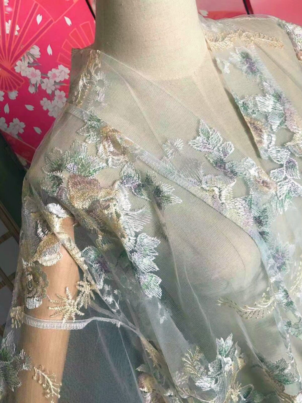 Japanese Style Sheer Floral Em - Kimono Sheer Floral 评论和价格