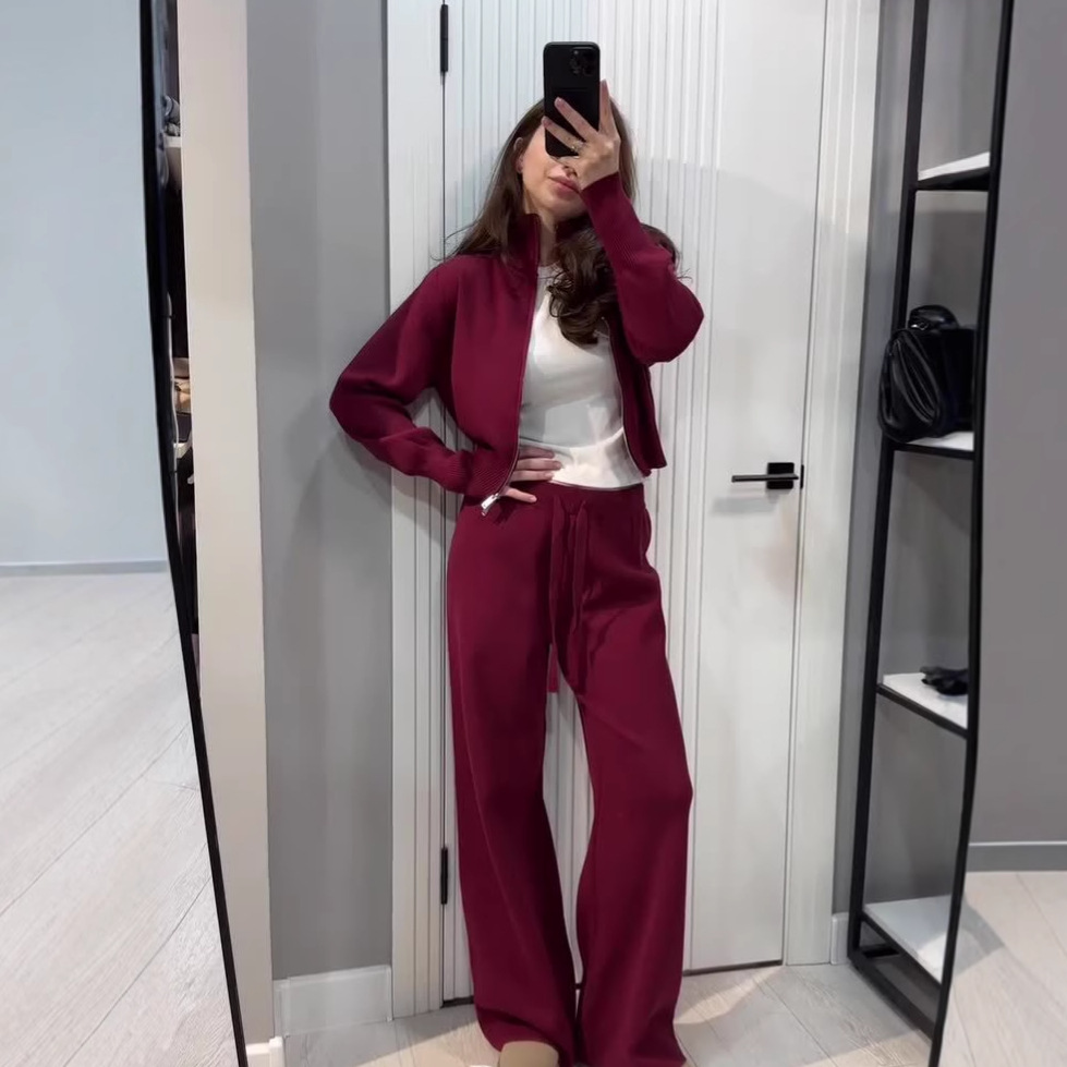 Women Matching Sets Knitted Ca - Linen Pant Wide 评论和价格
