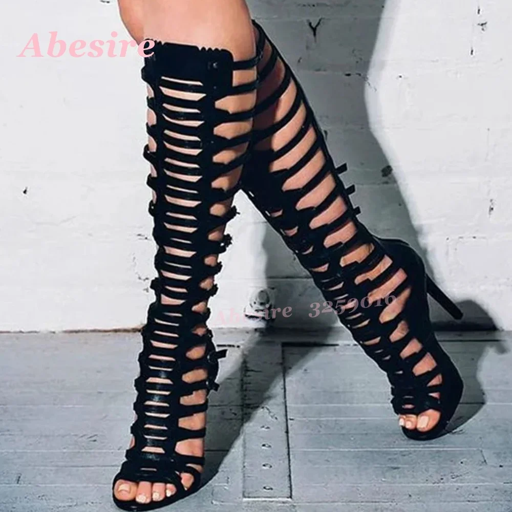 Peep Toe Multi-Buckled Summer  - Sandal Strappy Heeled 评论和价格