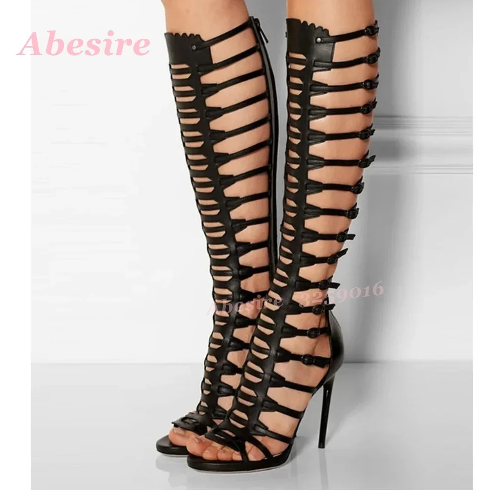Peep Toe Multi-Buckled Summer  - Sandal Strappy Heeled 评论和价格